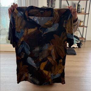 Express Multicolor Brushstroke Shirt large tall